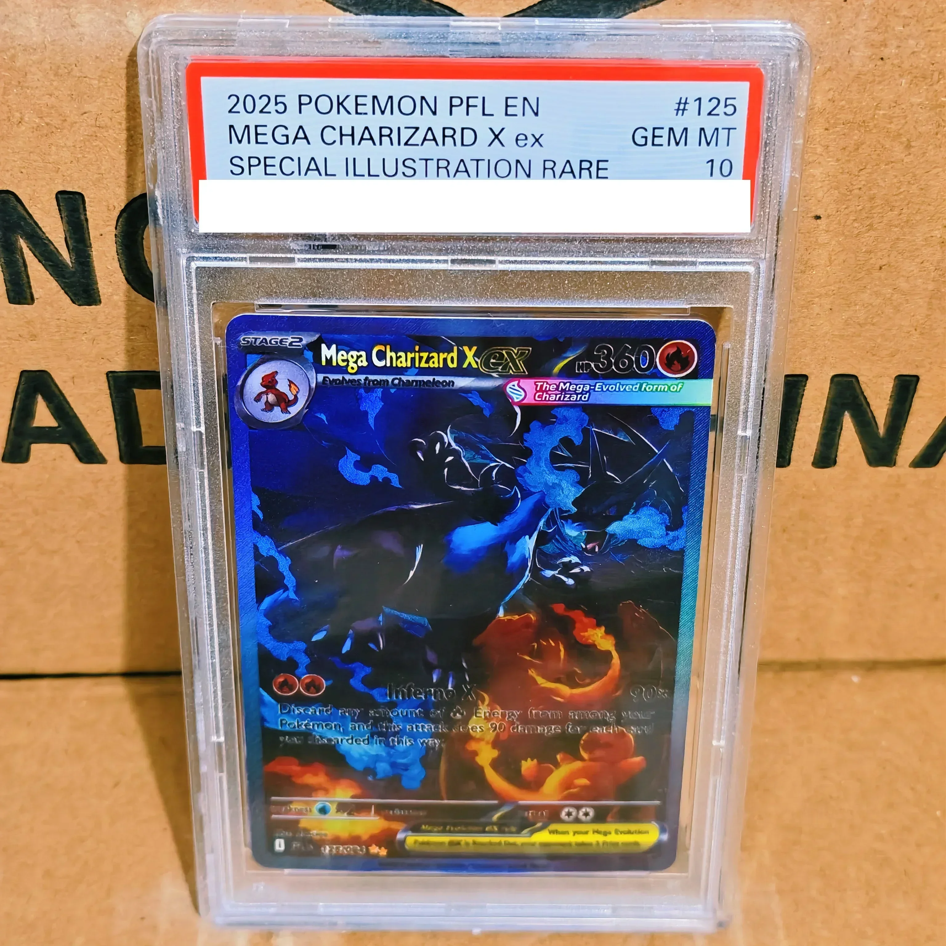 DIY Collection Card Rating Card Mega Charizard X ex #125 Rare Slab GEM MT10 Copy 10Points Rating Card Anime Game Card Gift Toy