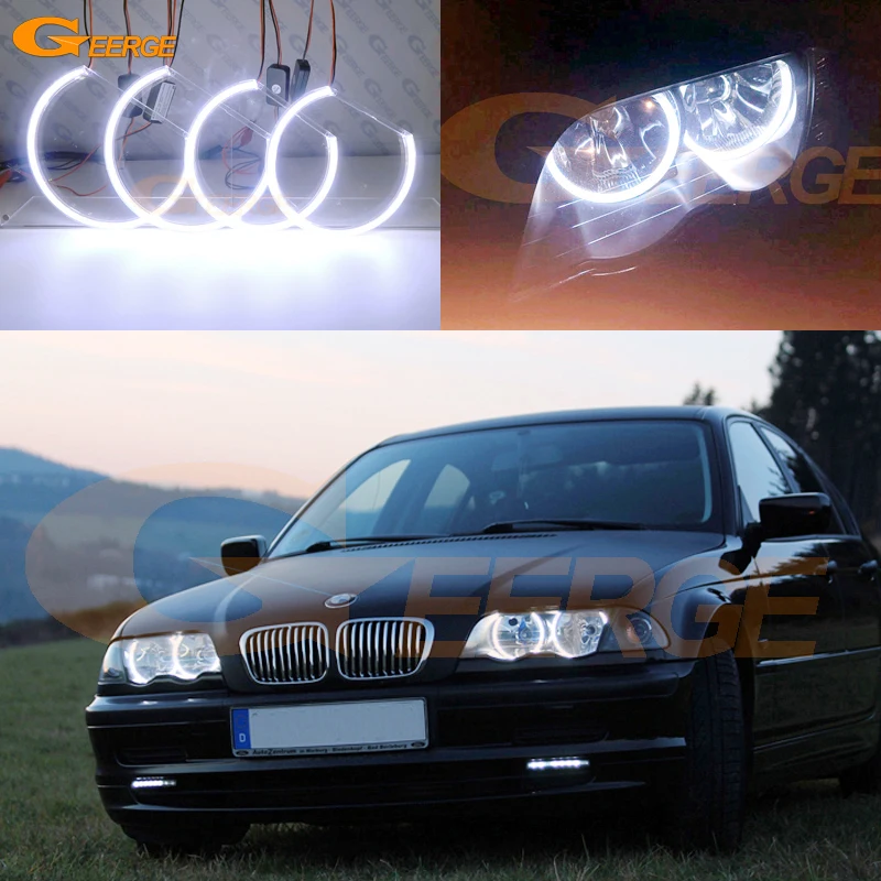 

Для BMW 3 серии E46 Pre Facelift 1998 1999 2000 2001 Галогенные фары Отличные ультраяркие COB Led Angel Eyes Комплект Halo Rings