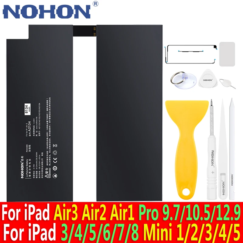 NOHON Battery For iPad Air 3 2 1 Pro 9.7 10.5 12.9 Tablet Batteries For iPad 3 4 5 6 7 8 Mini 1 2 3 4 5 Lithium Polymer Bateria