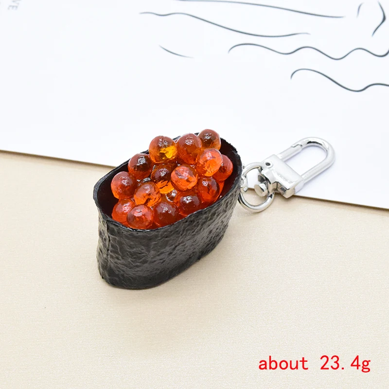 Silicone Sushi Garlic Vegetable Food Keychain Keyring Women Men Fun Simulation Egg Shrimp Fruit Bag Car Airpods Box Accessories