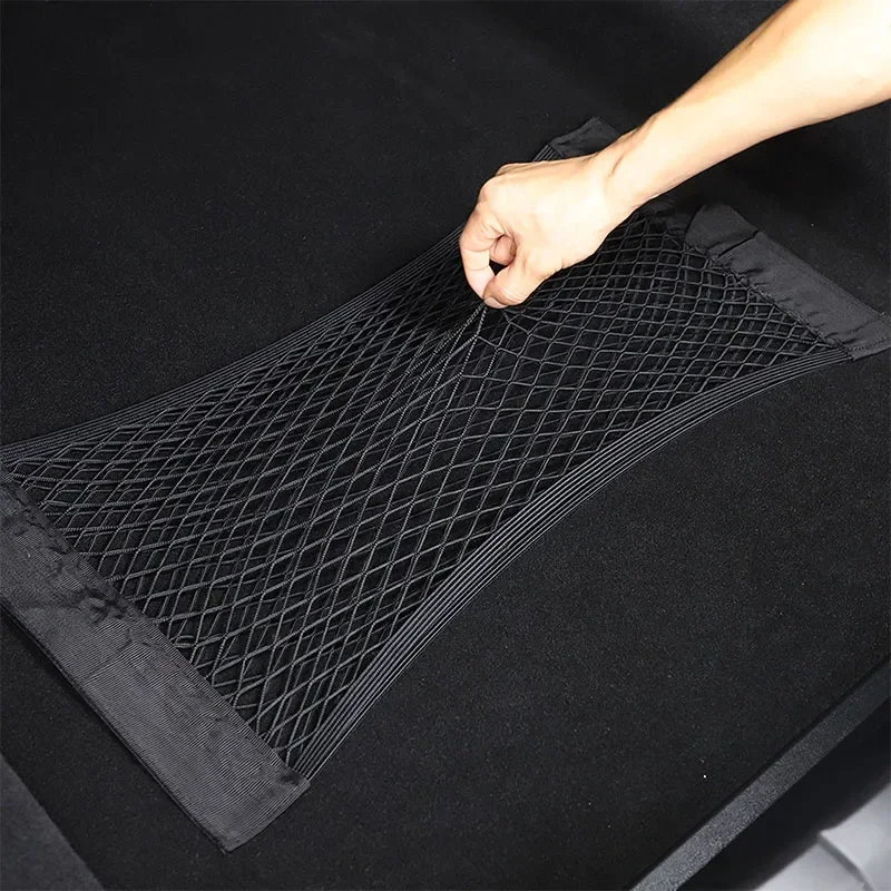 

For BMW 7 Series G70 2024-2025 Nylon Black Car Trunk Cargo Organizer Storage Elastic Mesh Bag Luggage Cargo Car Accessories