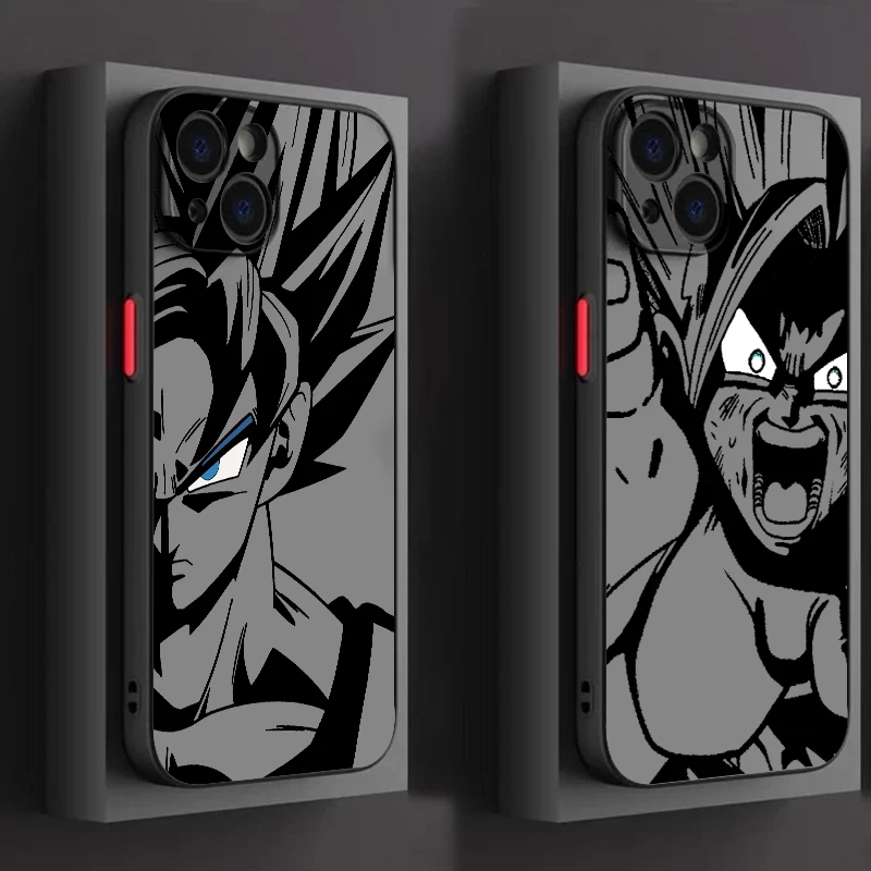Luxury D-Dragon Ball Goku Frosted Translucent For Apple iPhone 15 14 13 12 11 XS XR X 8 7 SE Pro Max Plus Mini Funda Phone Case image 2