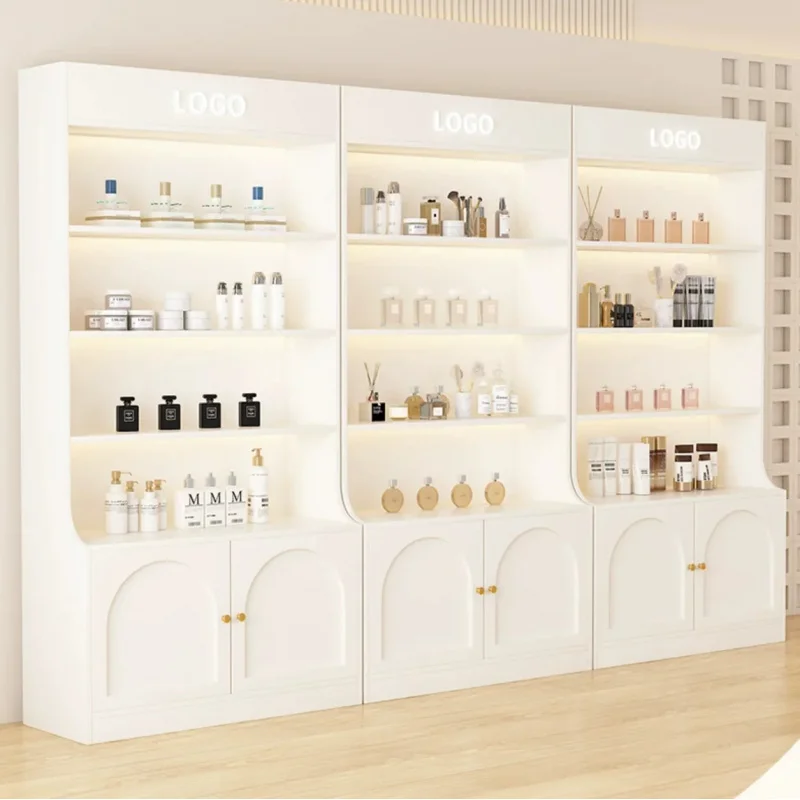 custom.High-end cosmetic display rack, arched wooden perfume cabinet, display standKDThe structure is suitable boutiqu