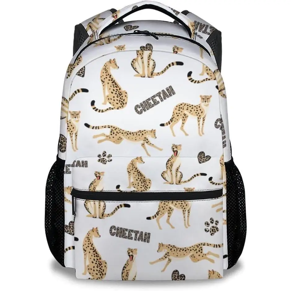 

Backpack for Elementary Middle School, 17" School Backpack for Students, White Cute Cartoon Bookbag with Adjustable Straps