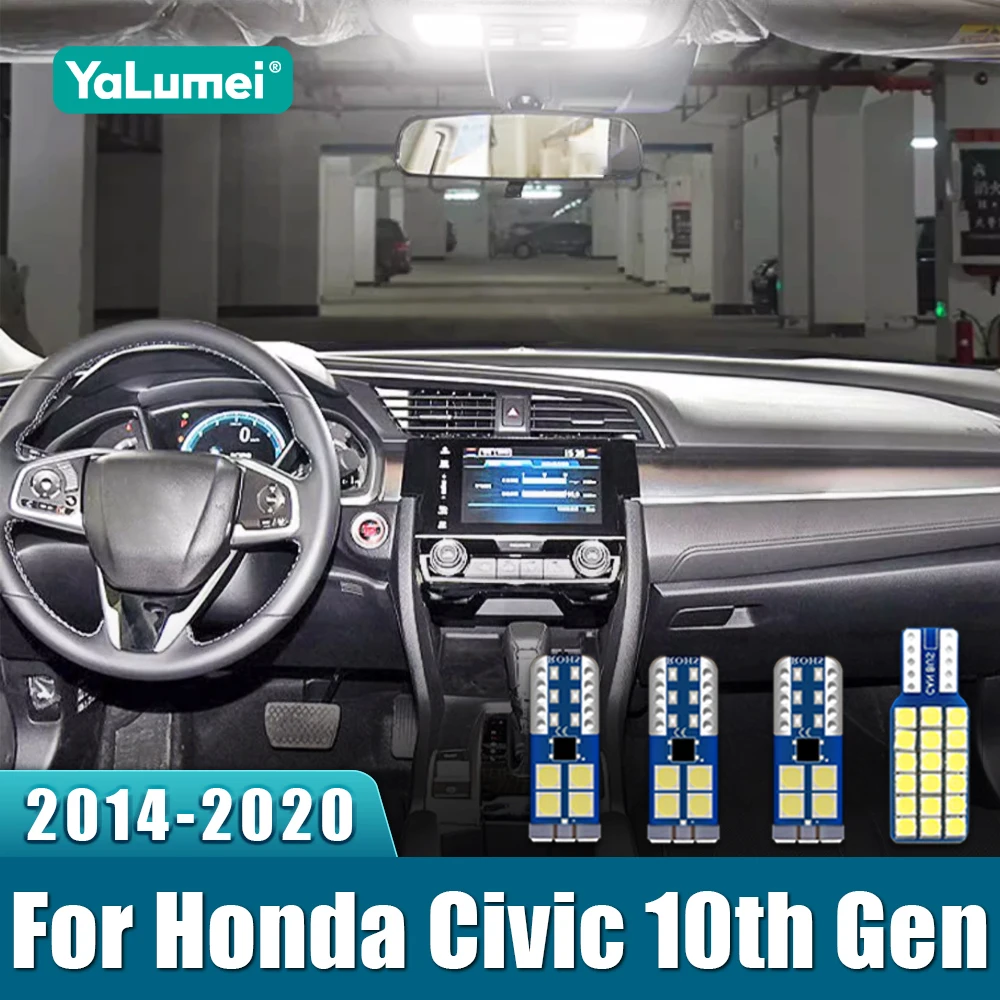 

For Honda Civic 10 10th Gen 2014 2015 2016 2017 2018 2019 2020 Canbus 4pcs Car LED Interior Dome Lights Trunk Light Accessories