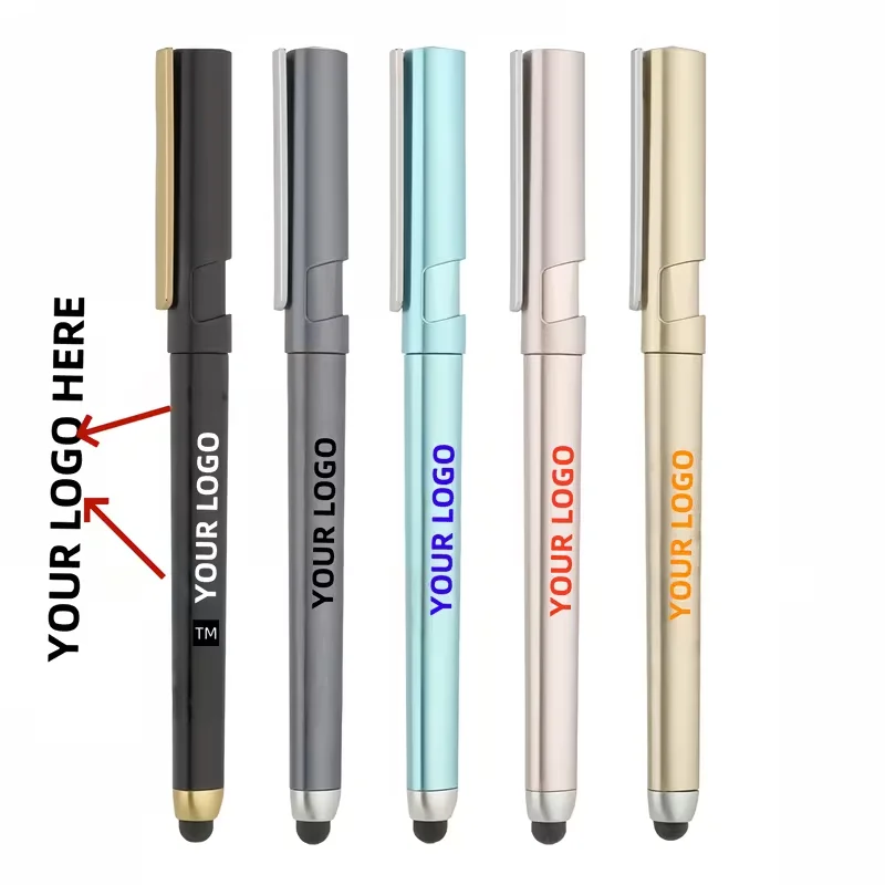 2Pcs Personalized Custom Ballpoint Pens That Can Be Laser-Engraved with Names and Dates, Multifunctional Triangular Shafts That Can Be Printed with Logo, Promotional Gift Pens, Phone Holder Pens, Colorful Shafts, Touch
