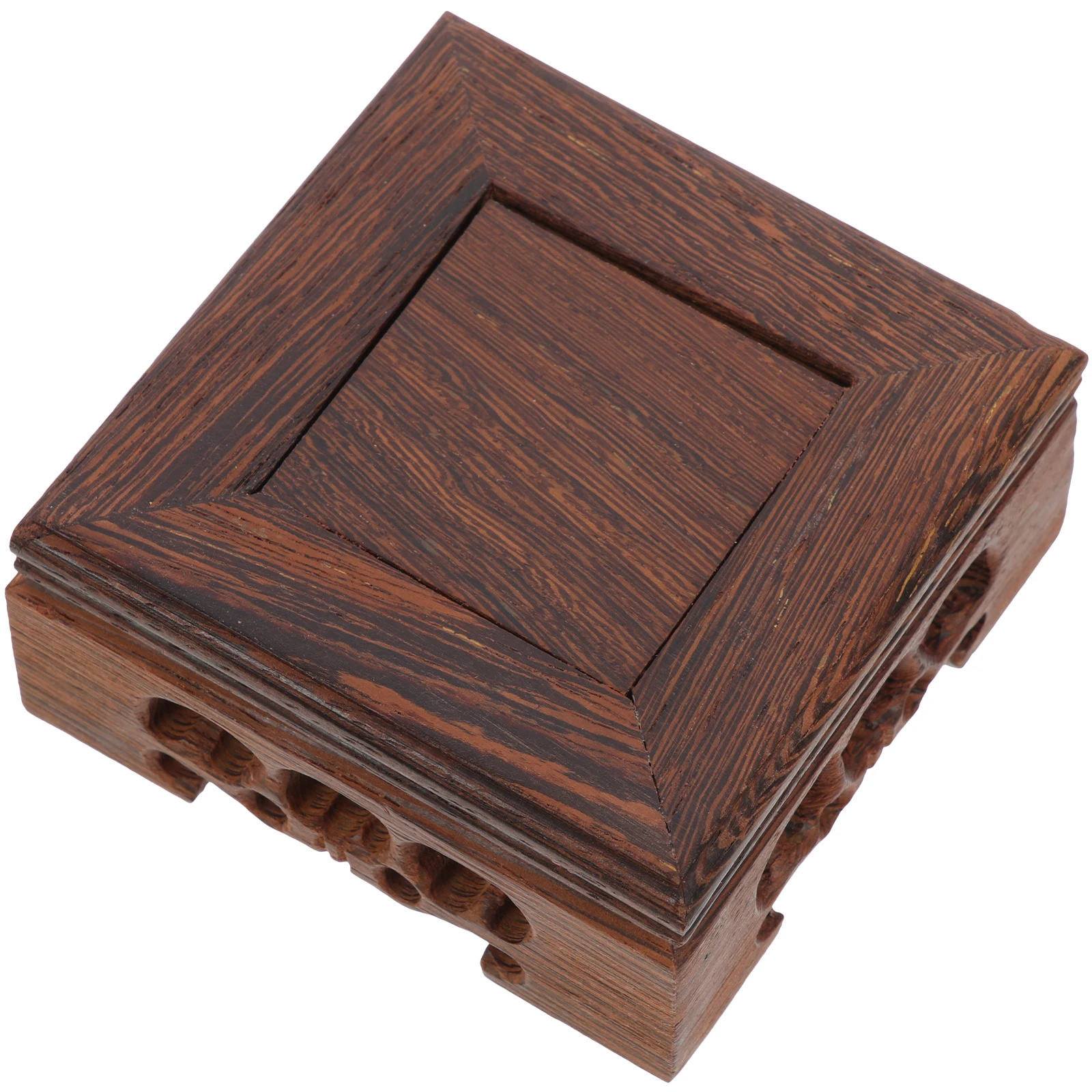 

1pcs Square Wooden Display Base For Crafts Teapot Vase Statue Planter Flower Pot Rustic Style Decor Home Office Stone Handicraft