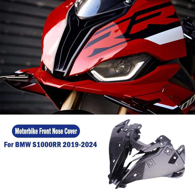 Motorcycle Accessories ABS Carbon Fiber Head Nose Cowl For BMW S1000RR 2019-2024 Airbox Air Ducts Hoods Cover Fairing Kit