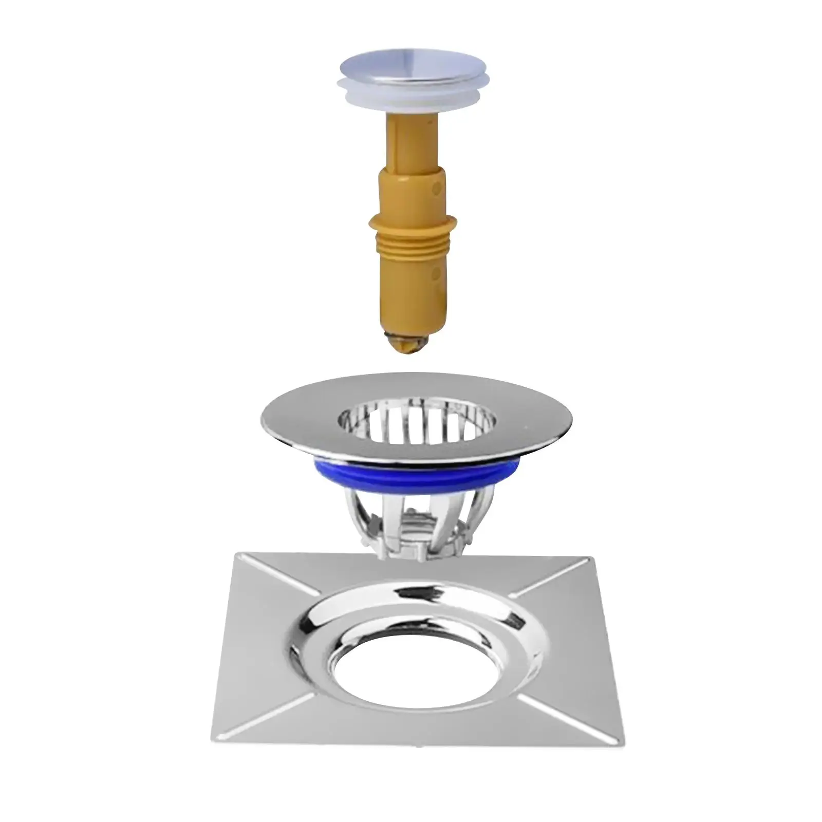 Design Floor Drain Odor Resistant Core Square Shower Drain Practical Foot Press Popup for Balcony Shower Room Basement