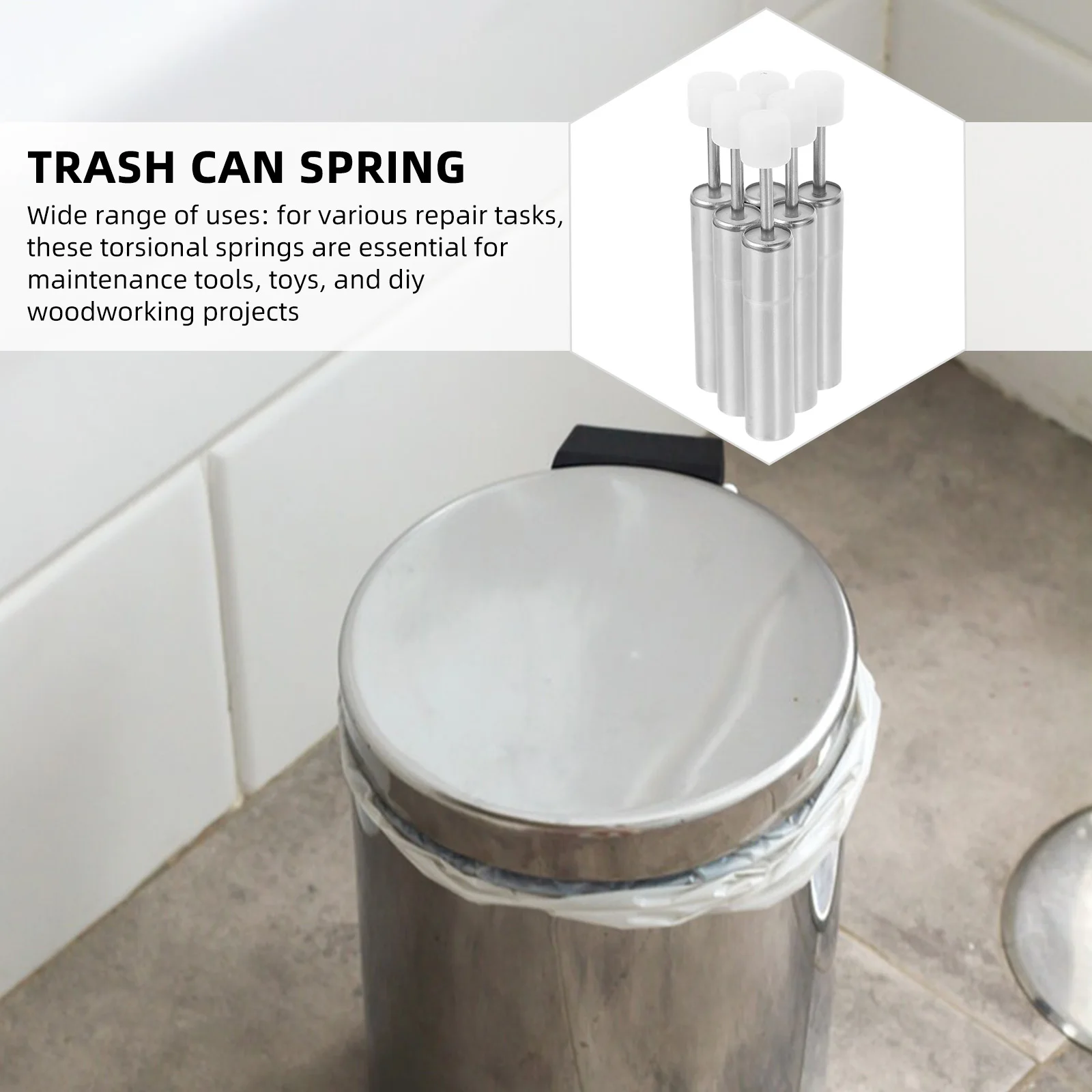 

4pcs Torsional Replacement Sturdy Metal For Garbage Bin Smooth Operation Repair Tool Home Use Can Lid Torsional Springs Trash