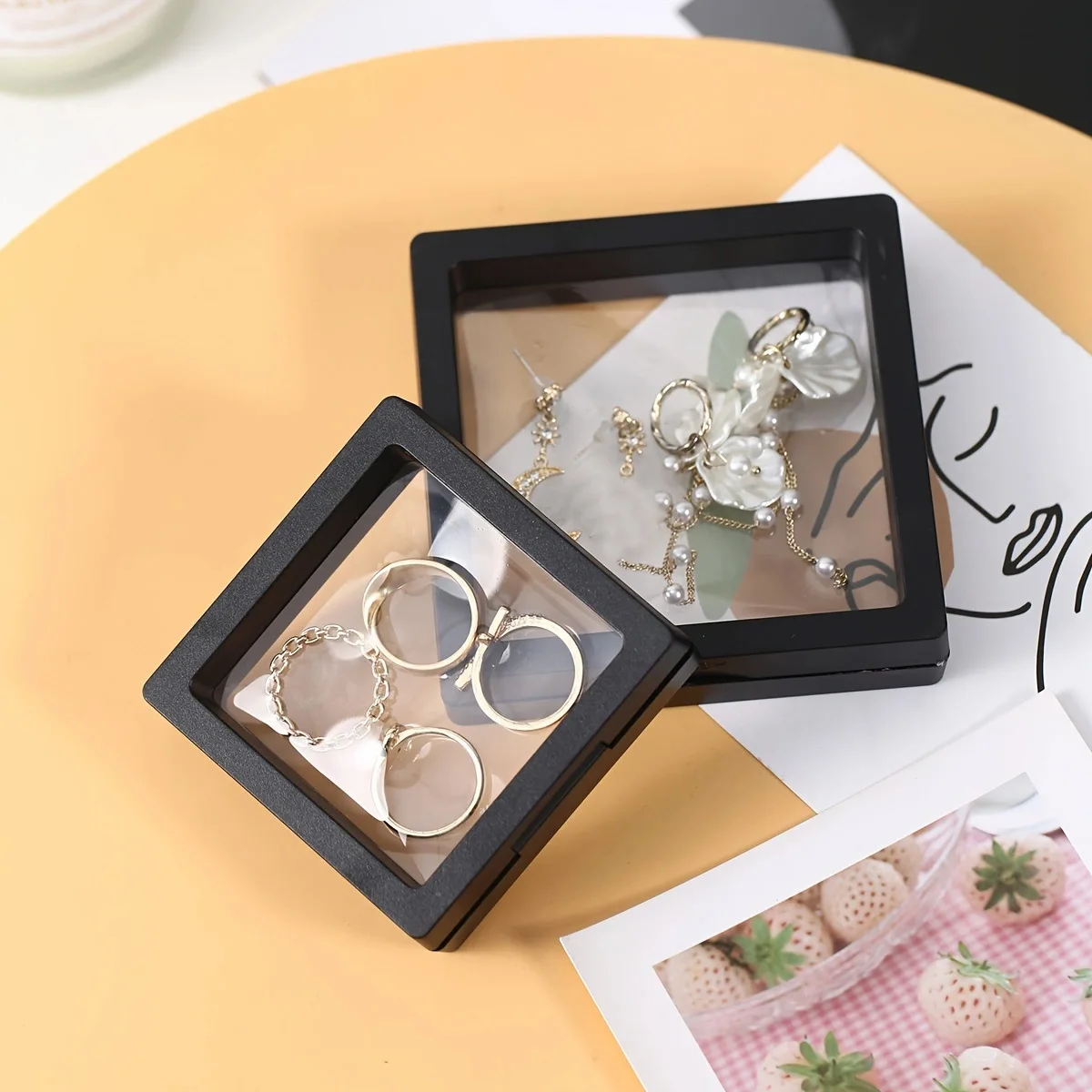 10 transparent floating display boxes, film jewelry packaging boxes, jewelry, necklaces, rings, collectibles storage boxes