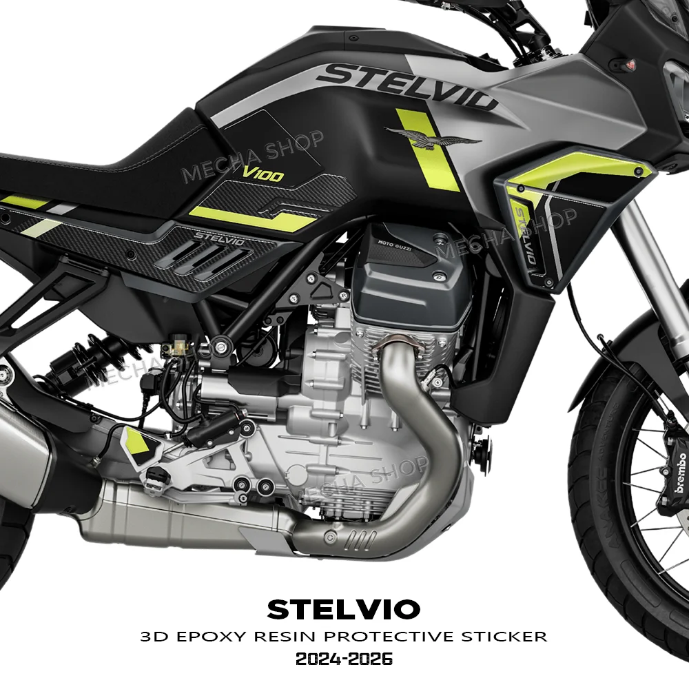 3D Tank Pad Motorcycle Hand Guard Accessories For Moto Guzzi Stelvio 2024- Resin Sticker Protector V100 Decal
