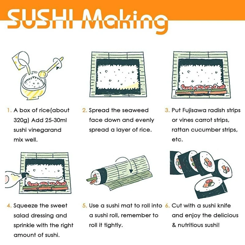 DIY Sushi Fazendo Kit, Iniciante Sushi Rolling Mat
