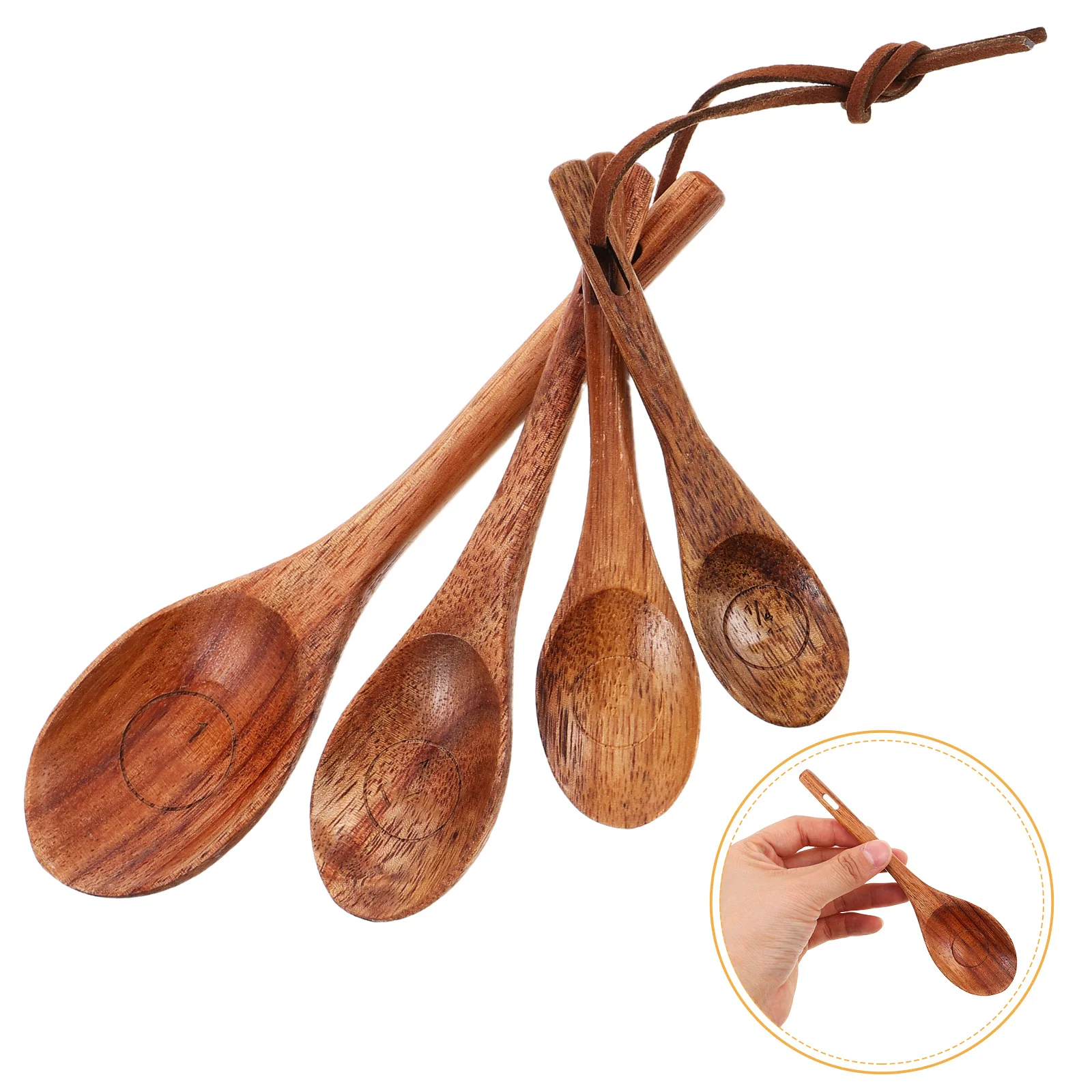 

4Pcs Coffee Measuring Spoon Set Vintage Wooden Scoop Accurate Measurement Baking Kitchen Essentials Coffee Bean Scoop