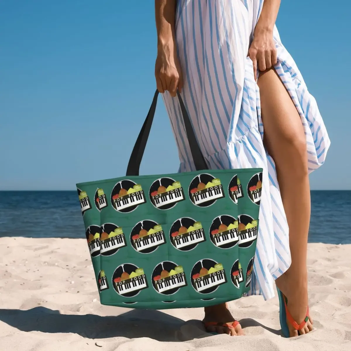 jack-stauber-pop-food-album-cover-beach-tote-bag-sport-gym-yoga-duffle-bolsa-grande-para-mulheres-bolsa-de-viagem-bolsa-fitness