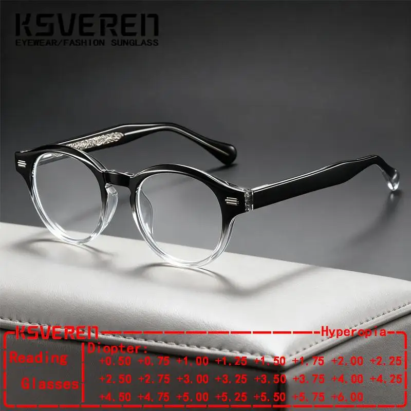 

﻿ Ретро круглые синие светоблокирующие очки для чтения для мужчин и женщин, прочные оптические очки по рецепту для дальнозоркости, настраиваемые диоптрии