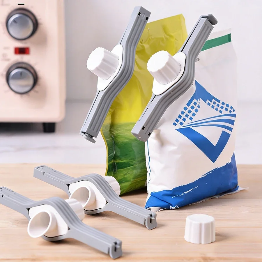 Clipe de Vedação com Tampa Rosqueada para Sacos de Temperos, Leite em Pó, Sal e Preservação de Alimentos - Acessório de Cozinha