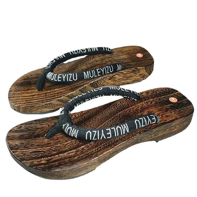 Zuecos de madera de Anime japonés para hombre, chanclas tradicionales, Zapatillas de casa, sandalias de playa al aire libre, disfraz