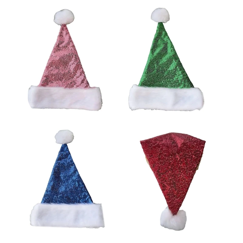 

Shimmering Christmas Santa Caps for Festival Family Gathering with Sequins Santa Hats Holiday Props Hat Party Headpiece