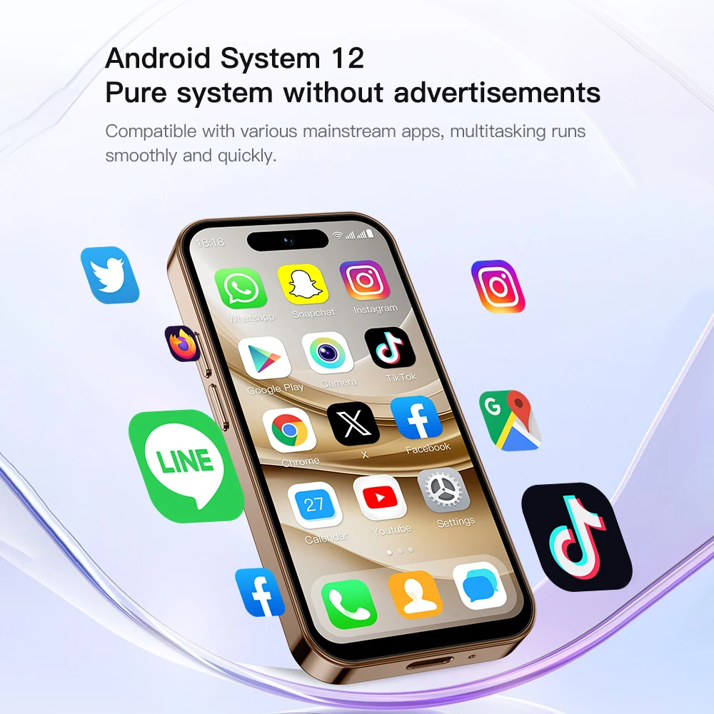 ONEMYTH M17 Pro 4.0 "هاتف ذكي صغير 2GB RAM 16GB ROM Android12.0 التعرف على الوجه فتح 2000mAh 4G هاتف محمول صغير