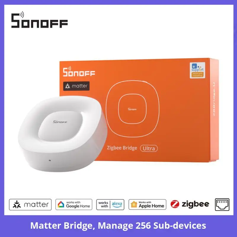 SONOFF ZBBridge-U Matter Zigbee Bridge Ultra Up To 256 Sub-devices Ethernet Connection Smart Home Hub Support Alexa Apple Home