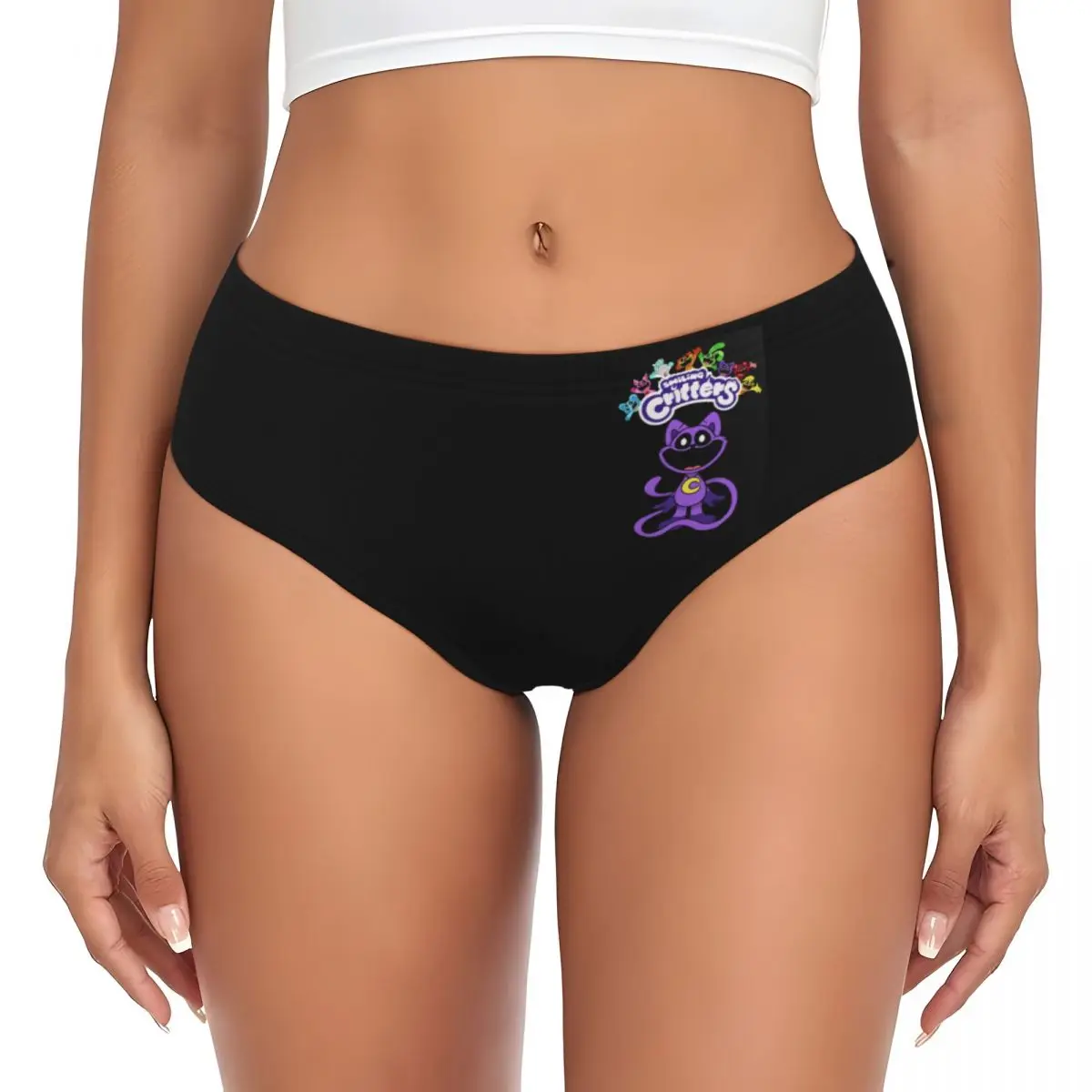 Custom Womens Smiling Critters Catnap Panties Underwear Female Breathable Briefs Underpants