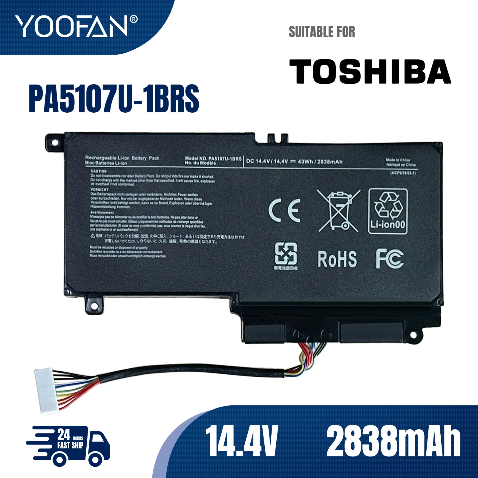 

YOOFAN Аккумулятор PA5107U-1BRS PA5107U для Toshiba Satellite L45, L45D, L50, P55, P55-A5312, L55, L55T, P50-A, P55, S55-A5275