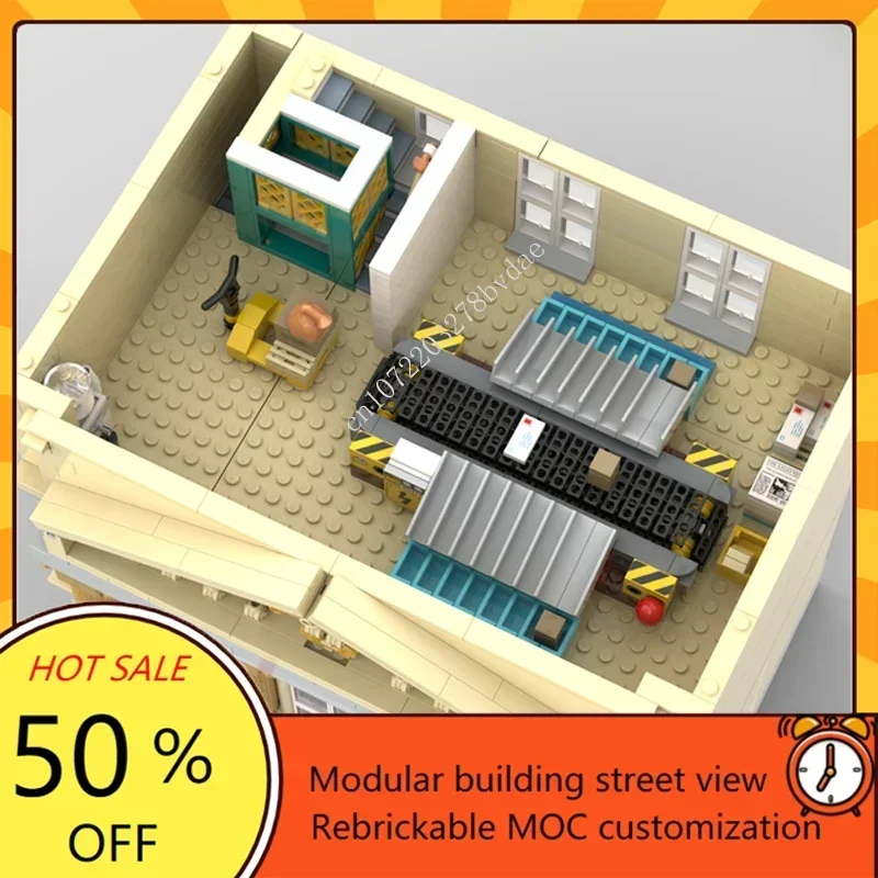 2457PCS Customized MOC Modular Post Office Street View Model Building Blocks Technology Bricks DIY Assembly Toys Birthday Gifts