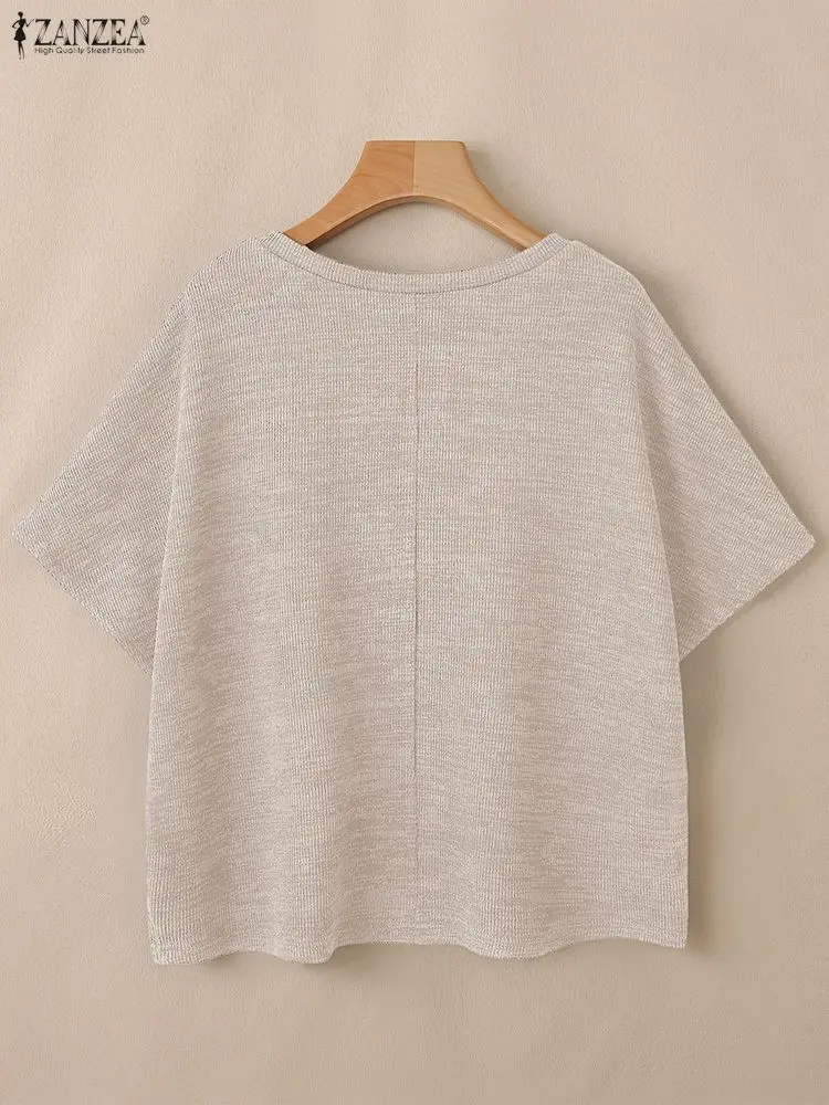 เสื้อสเวตเตอร์ถักไหมพรมผู้หญิง ZANZEA FW 2025 ทรงโอเวอร์ไซส์ คอวี แขนโดลแมน สีพื้น เรียบง่าย สวมใส่สบาย เหมาะสำหรับใส่ทุกวัน