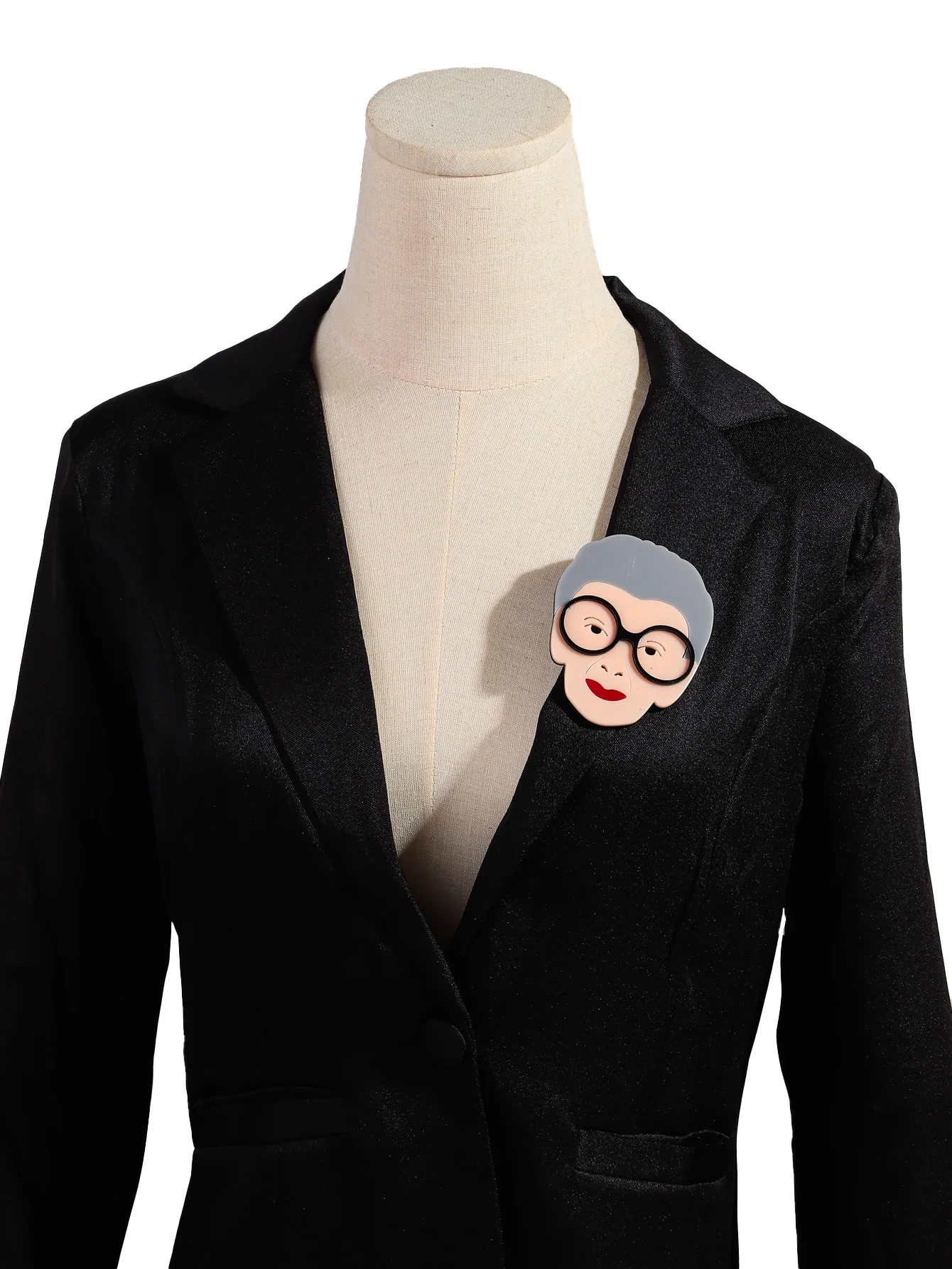 Fashion Cartoon Grandma Figure Large Brooches for Women New Cool Glasses Lady Badges Bag Pins Vintage Jewelry Accessories Gifts