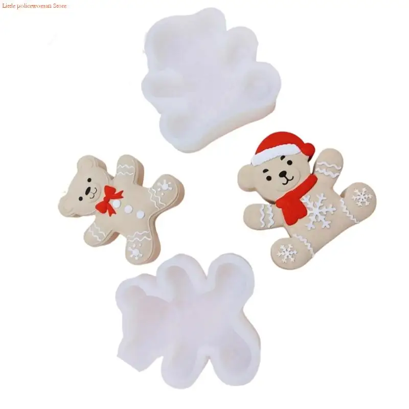

F92D Festival Bear Silicone Mold For Baking Chocolate Soap Making Reusable Kitchen Essential Christmas Crafting Gift