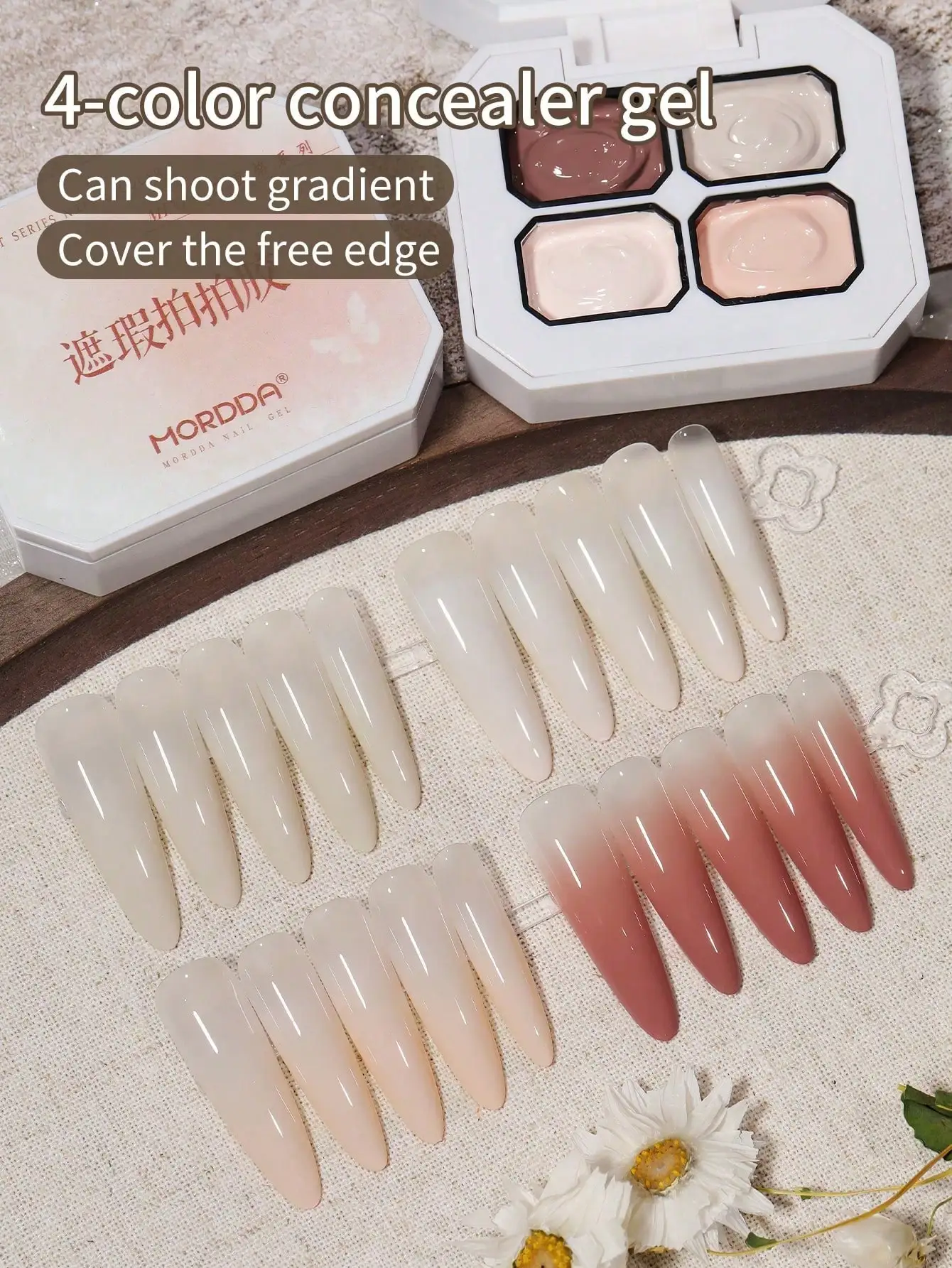 

MORDDA 4Pcs New Style Four-Grid Pat Pat Glue Smudge High Saturation Popular All-Match Semi-Solid Nail Polish