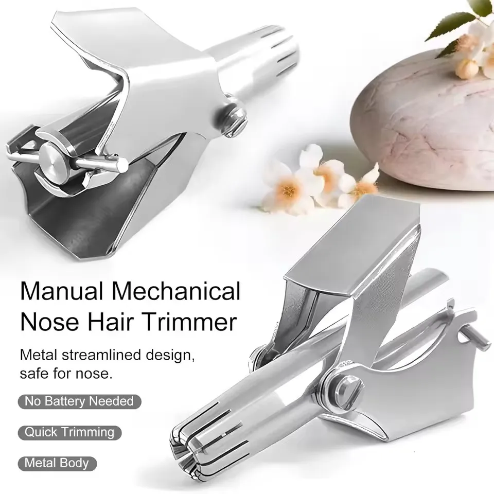 New Manual Nose Hair Trimmer for Men and Women 360° Rotating Trimmer Washable Stainless Steel Portable Ear Hair Manual Remover
