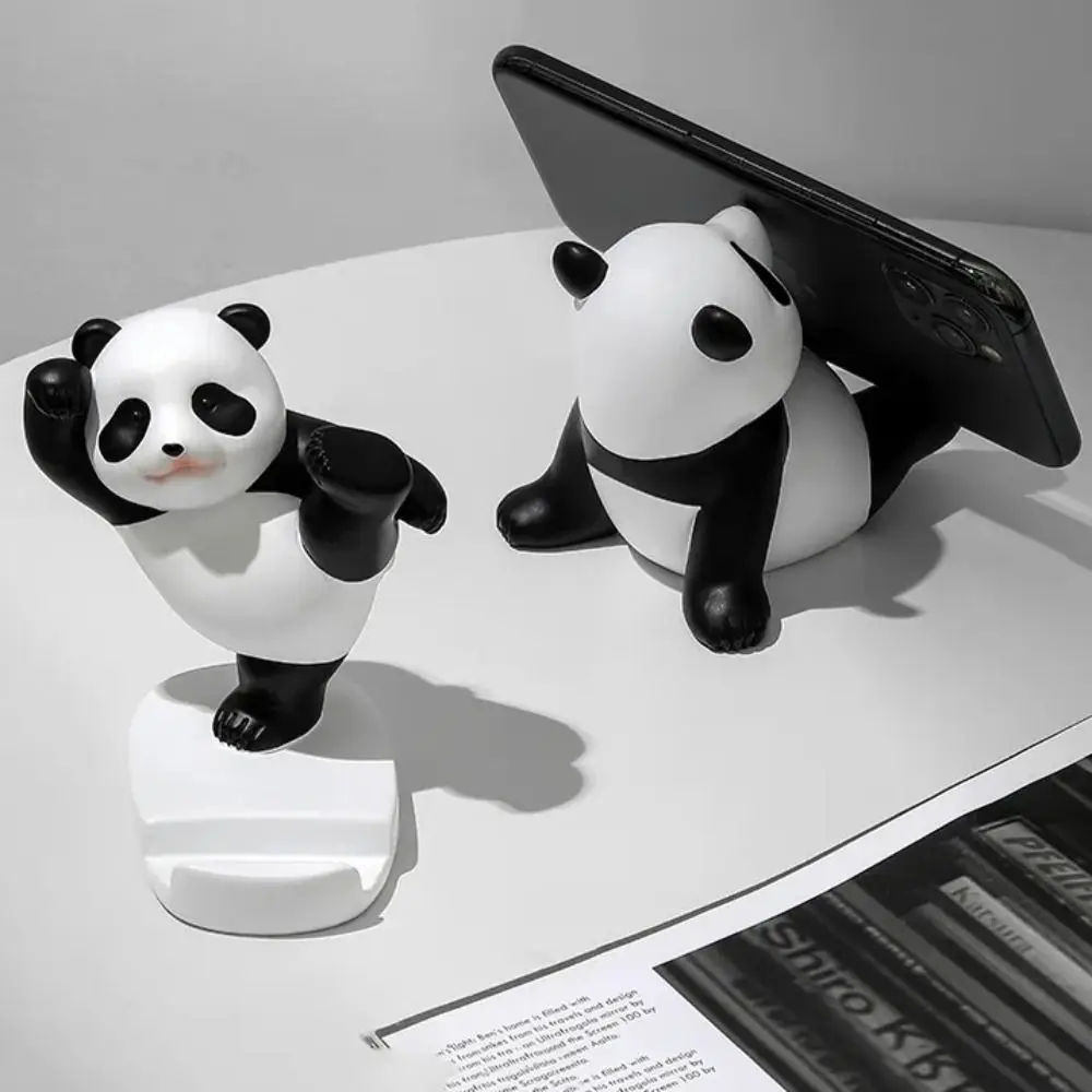 Bracket Stands Panda Mobile Phone Holder Plastic Cartoon Phone Stand Holder Panda Figurines Creative Mobile Phone Bracket