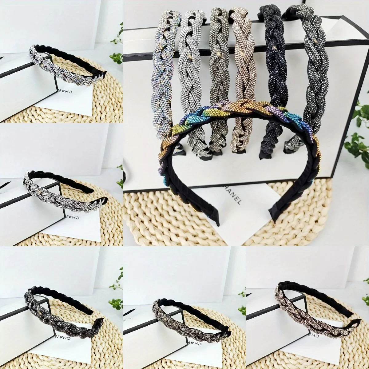 

1pc of Colorful Diamond Kink Braided Hair Band, Non-slip Daily Casual Headgear, Party Shiny Hair Accessories