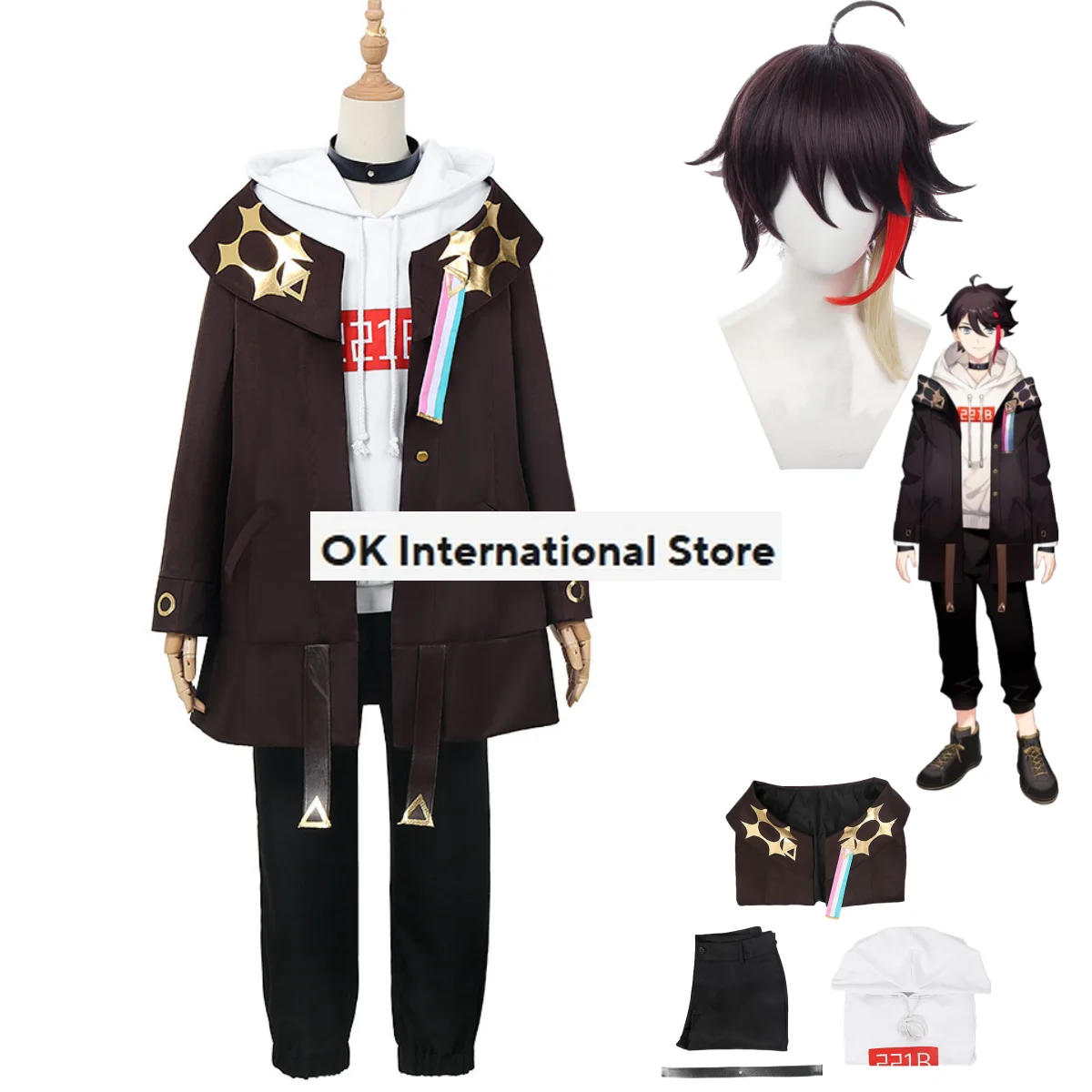 Anime Virtual YouTuber NIJISANJI Saegusa Akina Cosplay Costume Wig Daily Uniform Coat Hoodies Adult Man Woman Halloween Suit