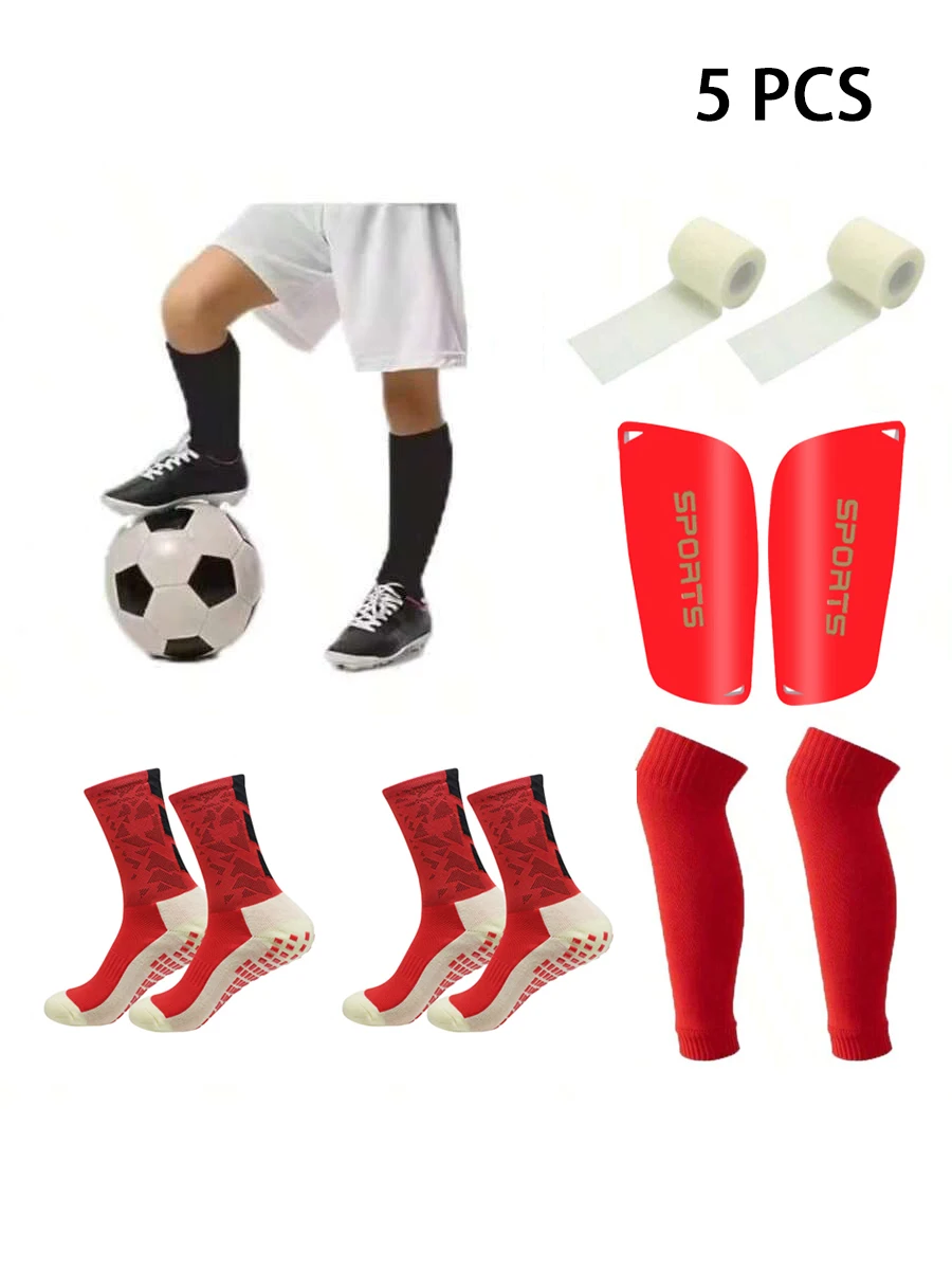 5 Set Men Women Anti Slip Football Socks Sports Bandages Elastic Leg Covers Leg Guards Football Accessories