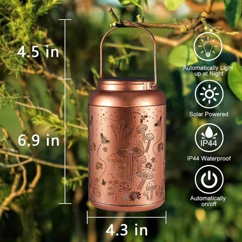 LED Solar Light Butterfly Bee Mushroom Hollow Iron Projection Light Outdoor Waterproof Garden Villa Terrace Decorative Light