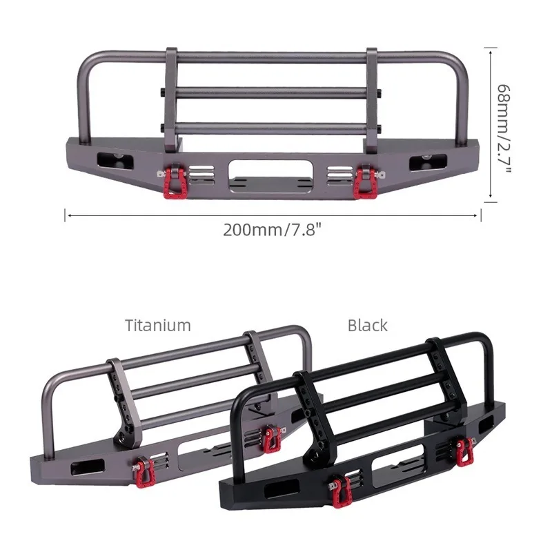 Parachoques delantero ajustable de Metal para 1/10 Trax Trx4 Trx-4 Defender Axial SCX10 90046 EX86100 Redcat GEN 8 coche trepador de control remoto