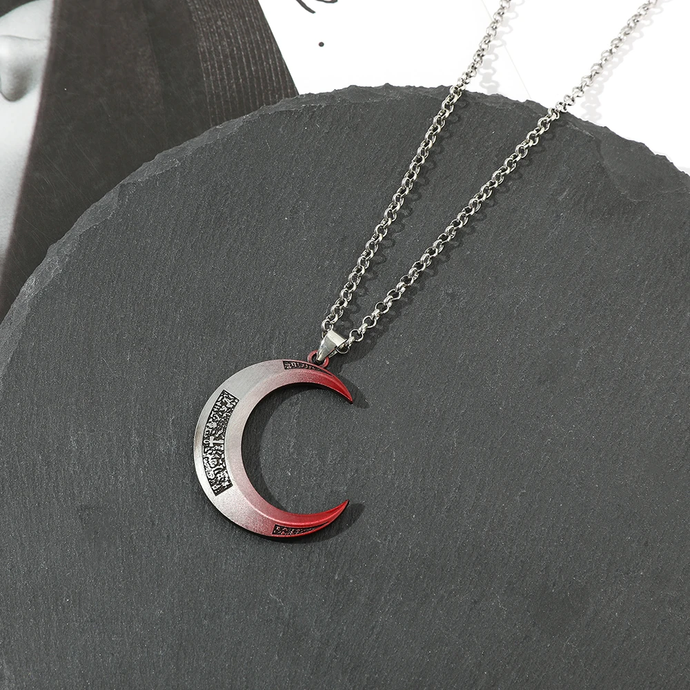 Moon Knight Movie Character Necklace Pendant - Personalized Creative Moon-Shaped Unisex Neck Chain Accessory Gift view 4