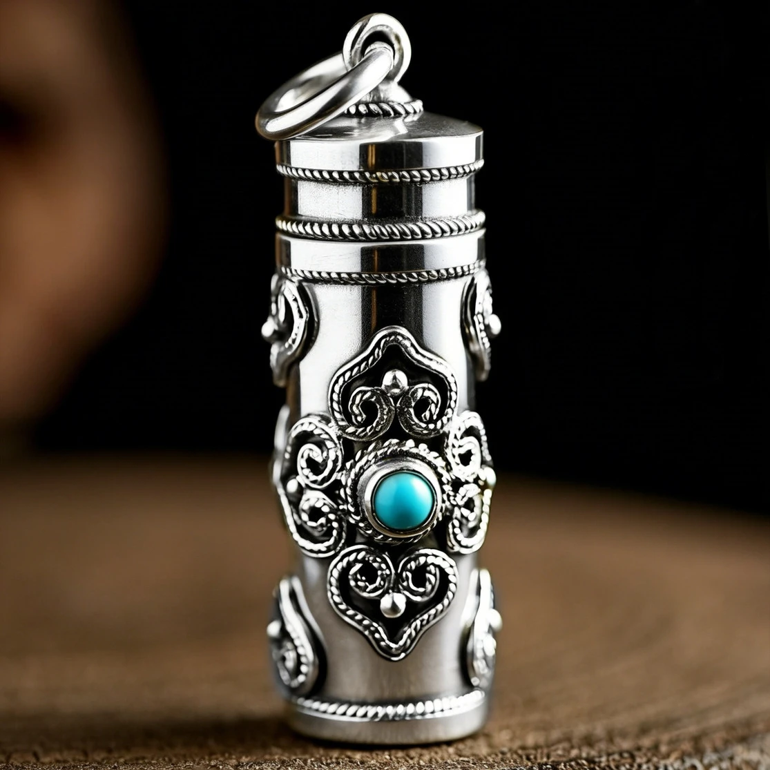 Ethnische Relief-Vajra-Stößel-Halskette für Herren – Schmuck mit Segens-Gau und buddhistischer Schrift – Anhänger für Männer – Choker-Accessoires – Detail 10