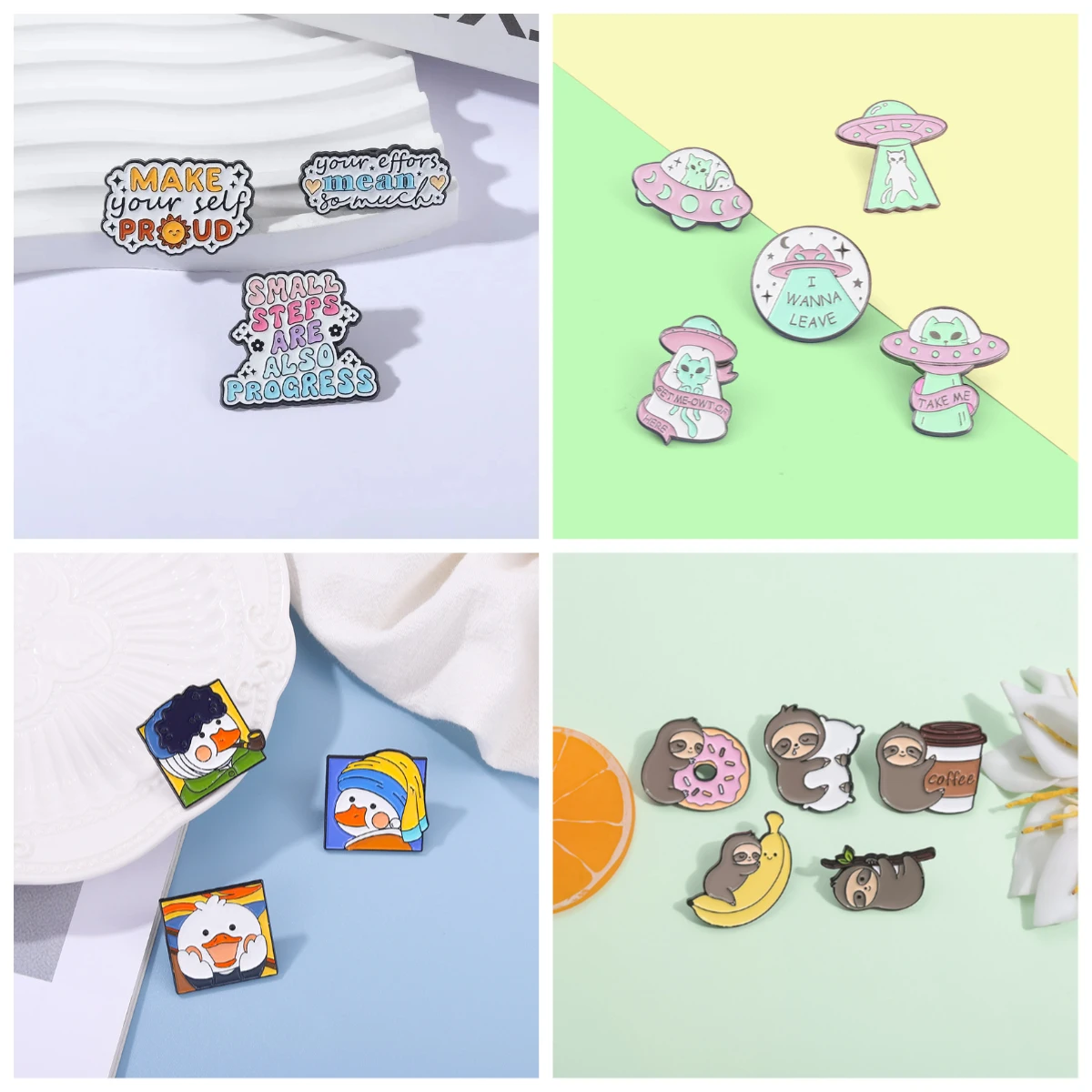 Lapel Pins Badges On Backpack badge small steps are also progress your efforts are super meaningful Broches cute cartoon brooch