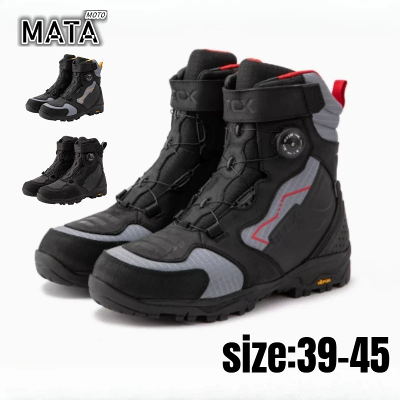 

High-Quality Cowhide Waterproof Pull-Riding Boot Motorcycle Tightening Shoes & Reinforced Toe Heel & Wear-Resistant Rubber Sole
