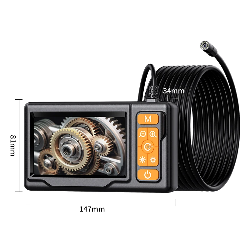 Industrial Endoscope Camera 8mm HD1080P 4.3inch IPS Screen 1080P Pipe Inspection Camera for Car Repair IP67 Waterproof 8 LEDS
