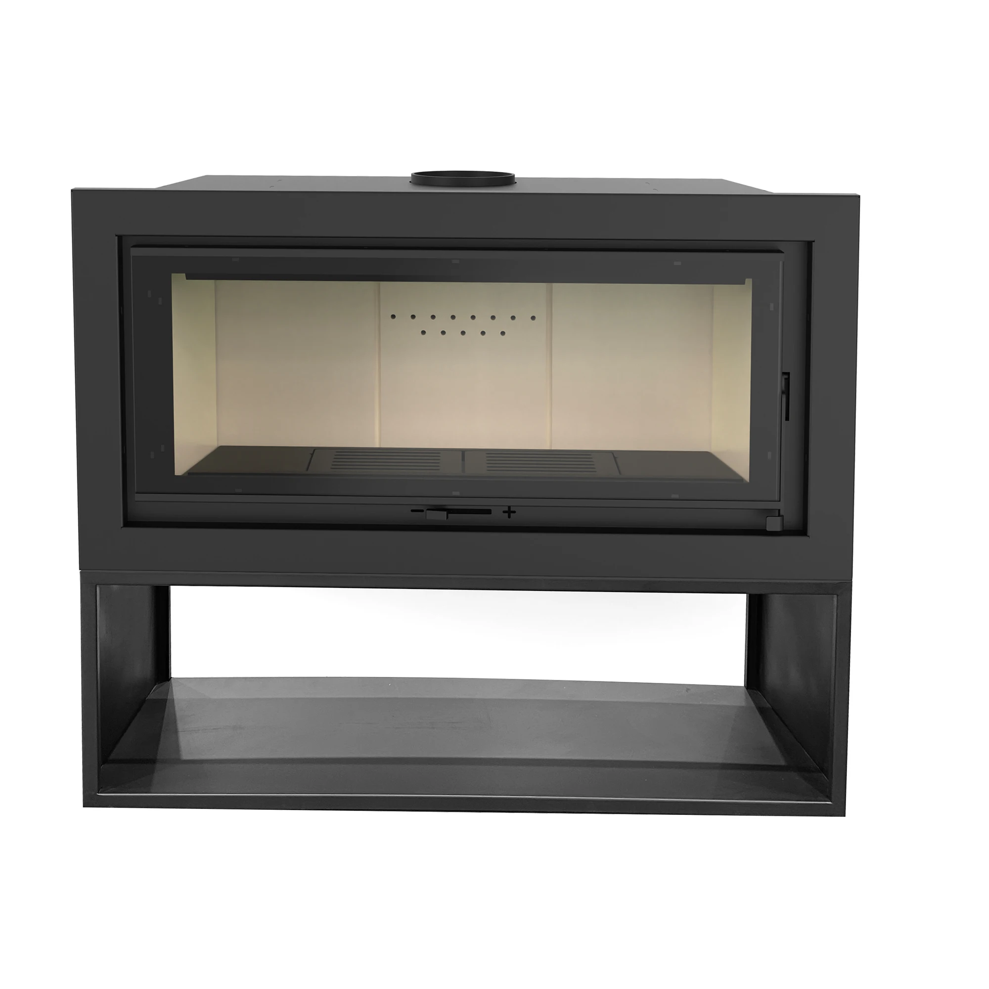R1102A 11KW Modern Indoor Wood Burning Stove Fireplace 11KW Wood Stove with Large Viewing Window for Villas (Shelf Not Included)