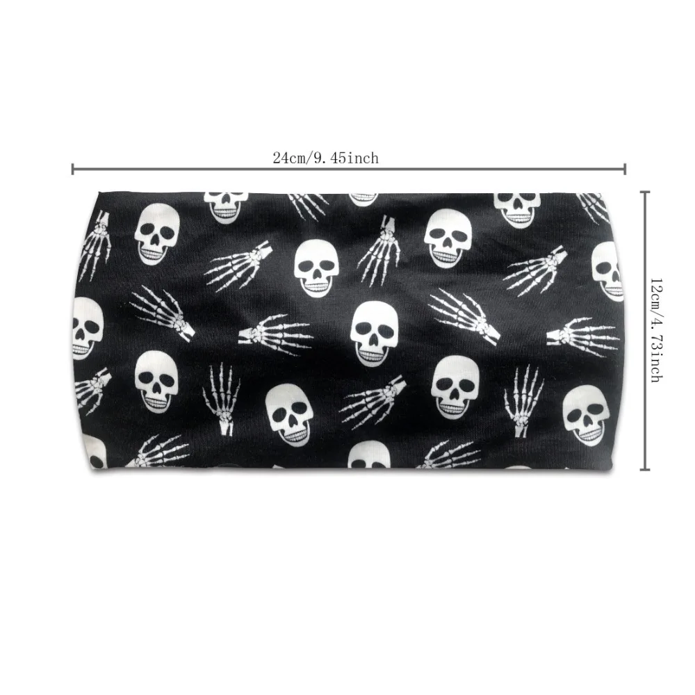 1pc Mode Nicht Slip Punk Stirnband Schädel Muster Stirnband Halloween Kopfbedeckungen Verknotet Haarband Haar Styling Zubehör – Detail 7