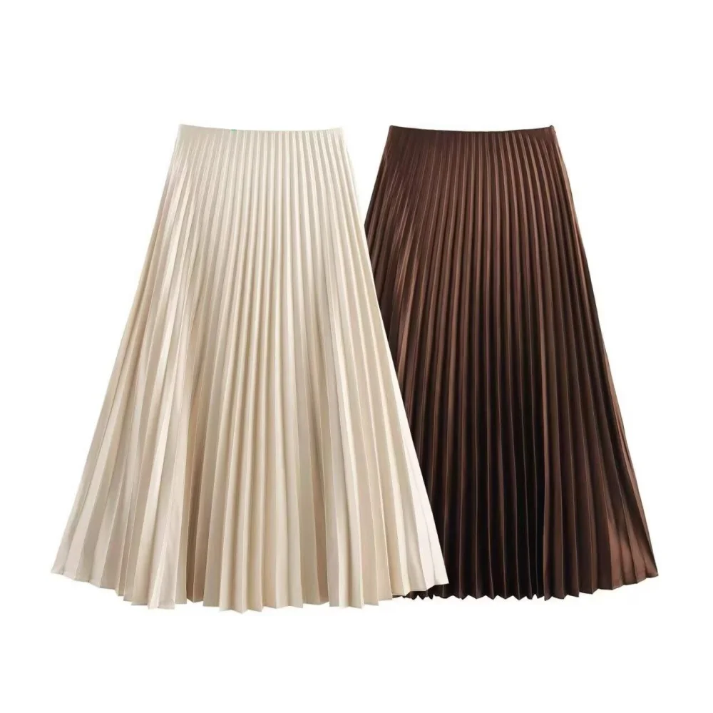 

2025 BM&MD&ZA Women's Pleated Skirts: Classic and Timeless Designs in Beige and Brown for a Chic Look