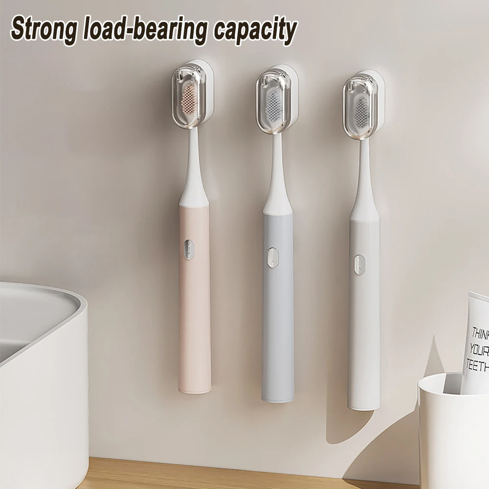 1PC Toothbrush Holder Punch-free Space Saving Wall-Mounted Dust-free Organizer Boxes Bathroom Self Adhesive Toothbrush Racks