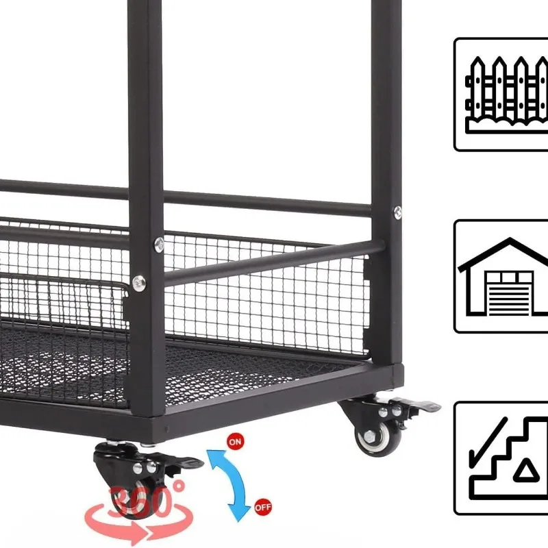 Cross-border straight wrought iron pin, garden storage box with wheels, tool holder, sorting storage rack, supermarket hand push