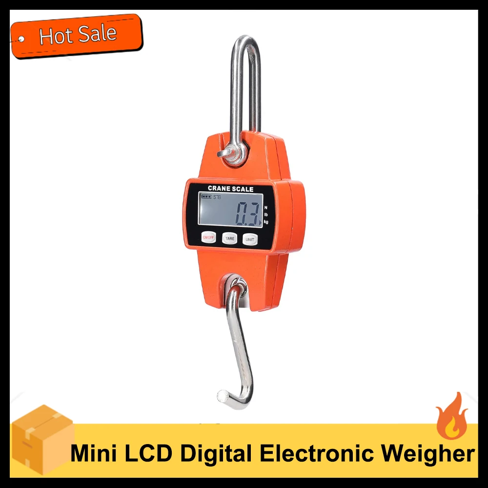 Mini LCD Digital 2-300kg Portable Industrial Electronic Heavy Duty Weight Hook Crane Hanging-Scale